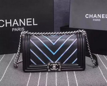 Replica Chanel 8919 V Stitch Chain Shoulder Bag Leather Black