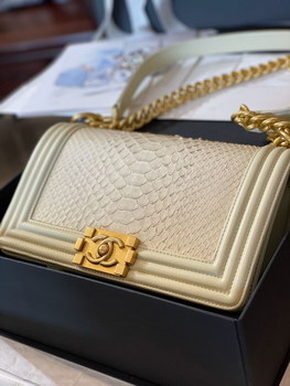 Replica Replica Boy Chanel Bag South African Python Skin with Imported Sheepskin 023