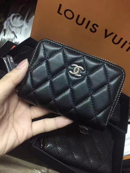 Replica Original Chanel Women Mini Zipper Wallet Black