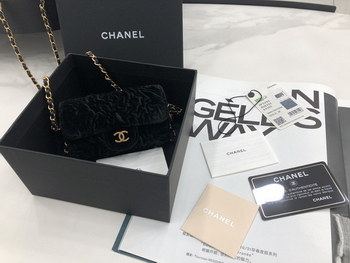 Replica Fake Chanel Jewel Card Holder Small Bag with Chain Black Velvet with Gold Hardware Celebrity Same Christmas