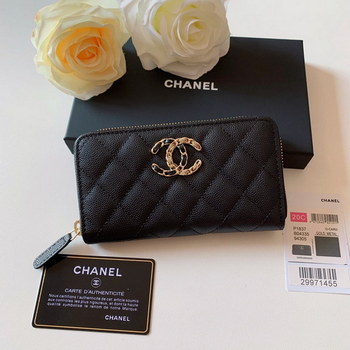 Replica Replica Chanel AP1837 New Wallet Wallet Grained Calfskin Gold Tone Metal Black
