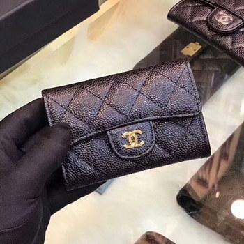 Replica Cheap Chanel CF Card Small Bag Caviar Quilted Genuine Leather Black Gold