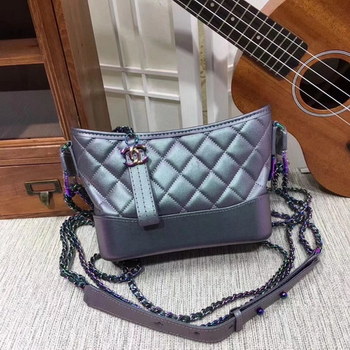 Replica Chanel 20cm Gabrielle Hobo Bag Calfskin Iridescent Lambskin Iridescent Metal Purple