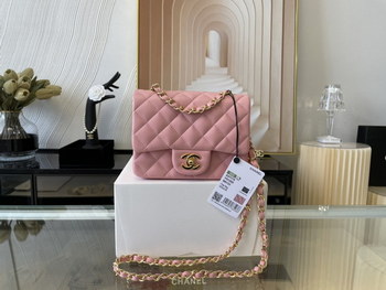 Replica Replica Chanel Clasica Flap Mini Chain Shoulder Bag 17cm Quilted Lambskin With Gold Pink
