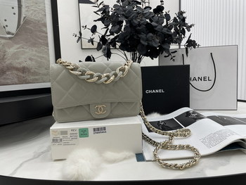 Replica 2022 New Style Chanel Wallet On Chain Lambskin Plexi Gold Tone Metal Gray AP2377 For Girls Online