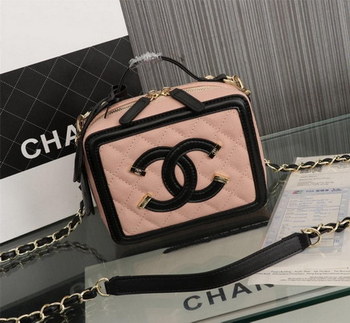Replica Chanel Vanity Case Grained Calfskin With Gold Tone Metal Pink