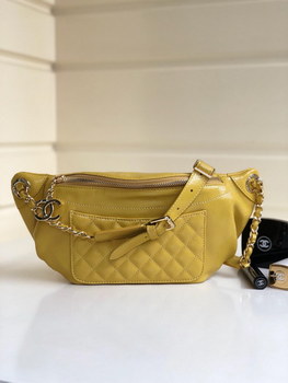 Replica Copy Chanel Women Waist Bag Iridescent Yellow Grained Calfskin Gold Tone Metal