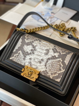 Replica Replica Boy Chanel Bag South African Python Skin with Imported Sheepskin Gold Tone Metal 001