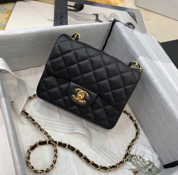 Replica Replica Chanel Mini Flap Bag Grained Calfskin Gold Tone Metal A35200