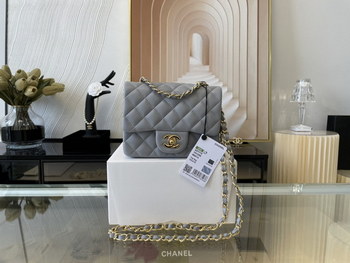 Replica Replica Chanel Clasica Flap Mini Chain Shoulder Bag 17cm Quilted Lambskin With Gold Gray