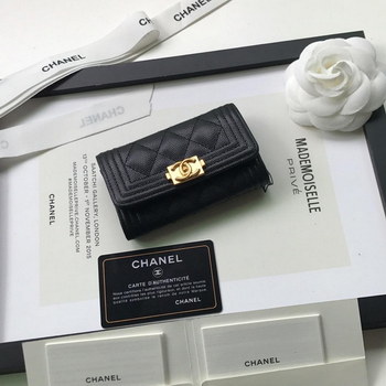 Replica Replica Boy Chanel Flap Wallet Grained Calfskin Gold Tone Metal