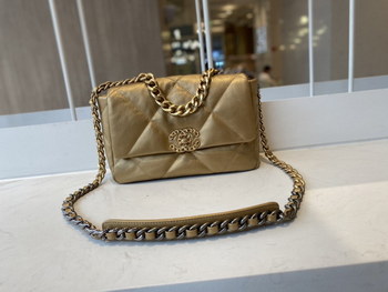 Replica 2021 Top Sale Chanel 19 Flap Bag 26cm Goatskin in Gold Replica