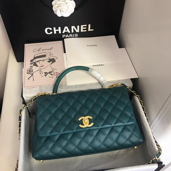 Replica Top Replica Chanel A92991 CoCo Flap Bag With TOp Handle Grained Calfskin Lizard Embossed Calfskin Gold Tone Metal