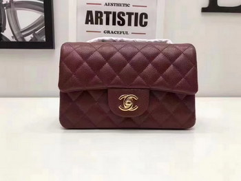 Replica Top Quality Chanel CF20 Wine Red Caviar Leather Bag with Gold