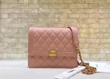 Replica Replica Chanel A84433 BOY CHANEL Clutch with Chain Grained Calfskin Pink