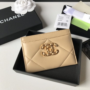 Replica Top Quality Chanel AP1167 19 Card Holder Lambskin Gold Tone Ruthenium Finish Metal Khaki