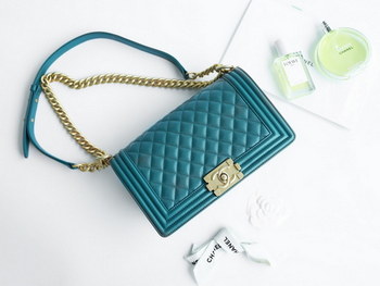 Replica 2022 Chanel Le boy 25cm Bag Caviar Turquoise WIth Gold