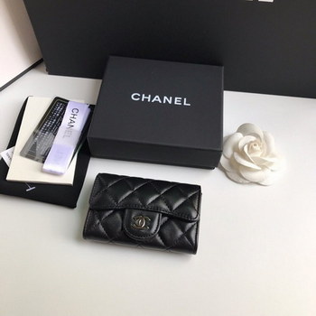Replica Replica Chanel CF Card Small Wallet Lambskin Silver Tone Metal Black