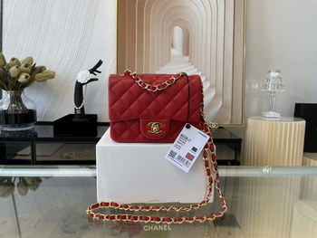 Replica Replica Chanel Clasica Flap Mini Chain Shoulder Bag 17cm Quilted Lambskin With Gold Red