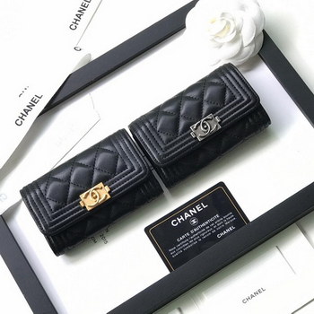 Replica Replica Boy Chanel Flap Wallet Lambskin Silver Tone Metal