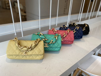 Replica Replica Chanel AS2388 2021 Flap Bag Shiny Lambskin Gold Tone Metal