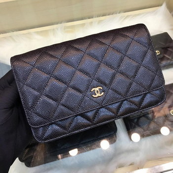 Replica Replica Chanel A33814 Classcics Wallet On Chain Caviar Quilted Genuine Leather Gold Tone Metal