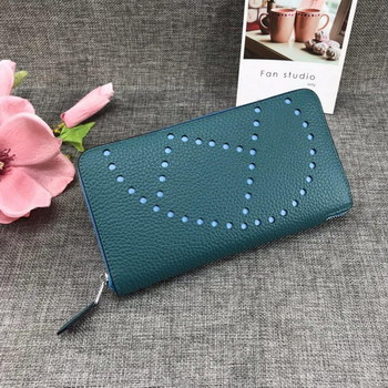 Replica Best Price Hermes H505 Long Punching H Women Wallet Blue