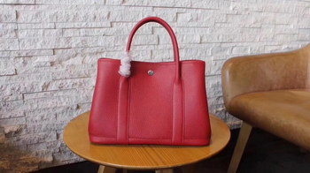 Replica Hermes Garden Party Togo Leather Handbag Red With Silver Hardware