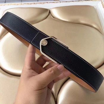 Replica Hermes Leather Reversible Black Belt With Silver Buckle 010