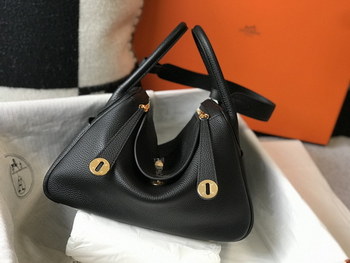 Replica Original Copy Hermes Lindy Handbag Calfskin Black with Gold and Sliver Hardware