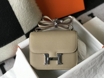 Replica Replica Hermes Constance Bag Epsom Leather Light Gray Wiht White Gold 19cm and 23cm