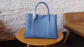 Replica Hermes Garden Party Togo Leather Handbag Light Blue With Silver Hardware