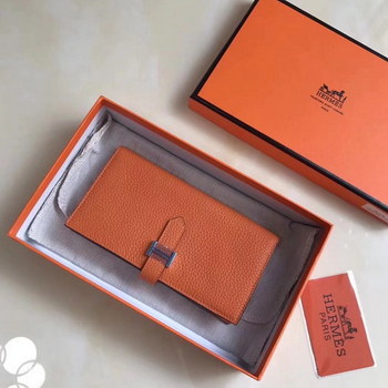 Replica Hermes Bearn Bifold Wallet Togo Leather Orange