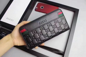 Replica Gucci 52707 Signature Leather Men Wallet Black