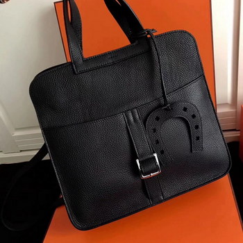 Replica Hermes Halzan 31cm Black Swift Calfskin Bag