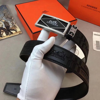 Replica Hermes 38cm Men Leather Reversible Belt 015 With Silver Buckle