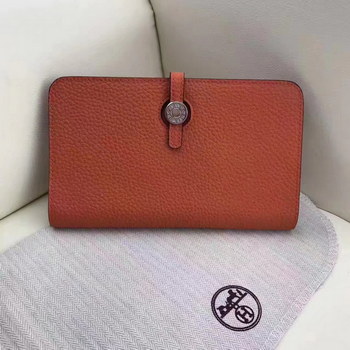 Replica Hermes Dogon Compact Wallet Medium Orange