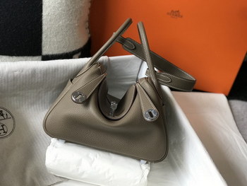 Replica Original Copy Hermes Lindy Handbag Calfskin Gray with Gold and Sliver Hardware