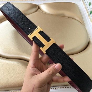 Replica Hermes Reversible Leather Men Belt With Gold Buckle 034