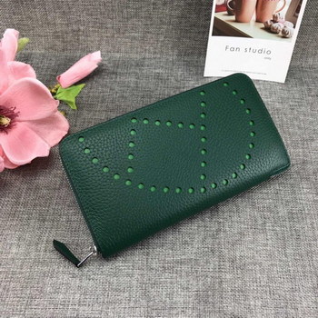Replica Best Price Hermes H505 Long Punching H Women Wallet Green