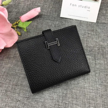 Replica Best Price H5120 Hermes Bearn Short Wallet in Epsom Calfskin Black