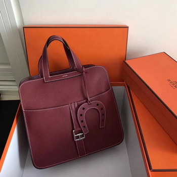 Replica Hermes Halzan 31cm Red Swift Calfskin Bag