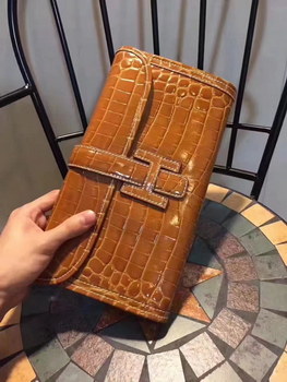 Replica Hermes Jige Elan 29 Clutch With H Wallet Yellow Crocodile Stripe