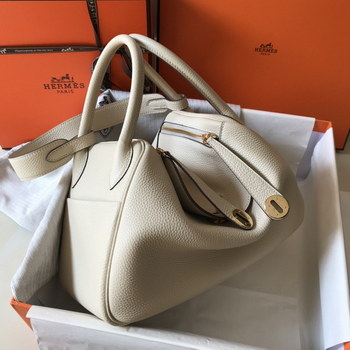 Replica Original Copy Hermes Lindy Handbag Calfskin White with Gold and Sliver Hardware