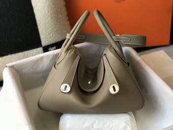 Replica Original Copy Hermes Lindy Handbag Calfskin Dark Khaki with Gold and Sliver Hardware
