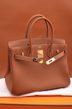 Replica Original Copy Hermes Birkin 35cm Handbag Light Coffee with Gold