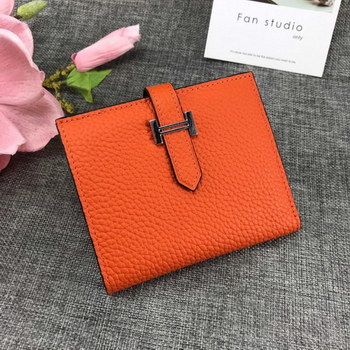 Replica Best Price H5120 Hermes Bearn Short Wallet in Epsom Calfskin Orange