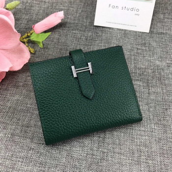 Replica Best Price H5120 Hermes Bearn Short Wallet in Epsom Calfskin Green