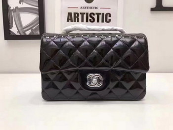 Replica Top Quality Chanel CF20 Black Patent Leather Bag with Silver
