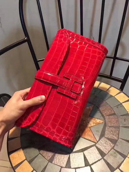 Replica Hermes Jige Elan 29 Clutch With H Wallet Red Crocodile Stripe
